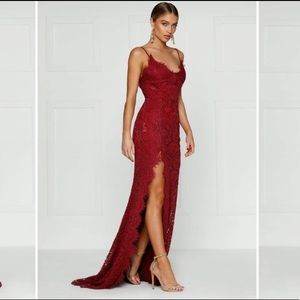 Alamour the label, burgundy lace evening gown NWT
